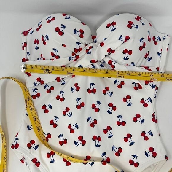 Kate Spade Molded Cup Bandeau Underwire One Piece Swimsuit - Cherry Toss Sz S - Picture 6 of 9